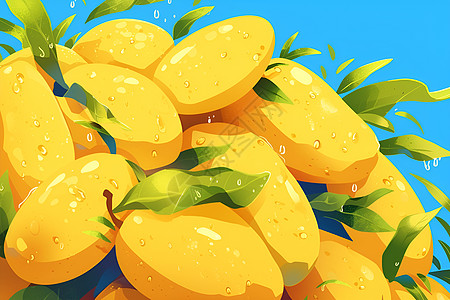 黄色芒果插画图片