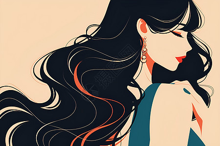 黑发妩媚女子背景图片