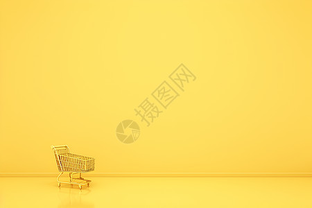 黄色背景中的购物车图片