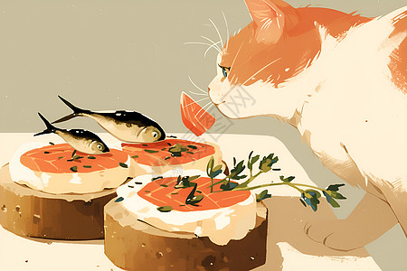 吃食物的猫图片