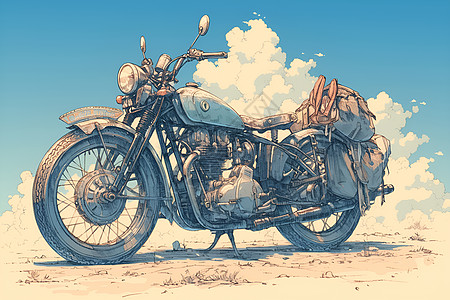 复古的摩托车插画图片