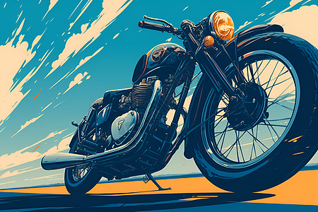 阳光下停着一辆摩托车图片