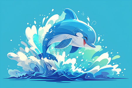 跃出水面的生物海豚图片