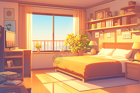 清晨的阳光洒进房间图片