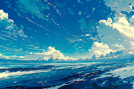海上的涟漪插画图片