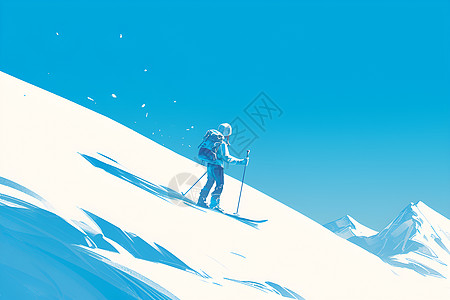 热爱滑雪运动插画图片
