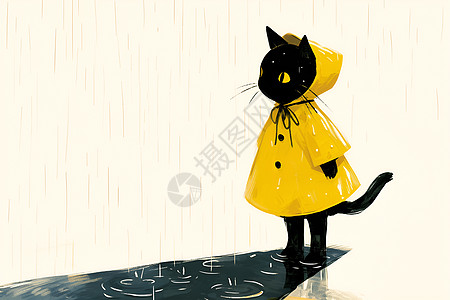 黑猫穿着黄色雨衣图片