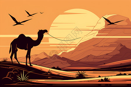 沙漠中的骆驼图片