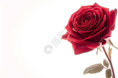 清新的白色背景上一朵美丽的玫瑰图片