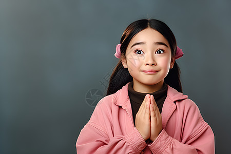 可爱的小女孩真诚祈祷图片