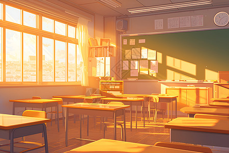 温暖光影中的教室图片