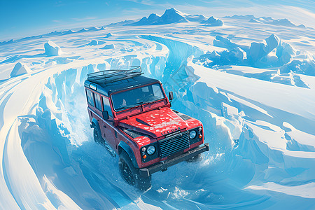 冰雪世界中的吉普车图片