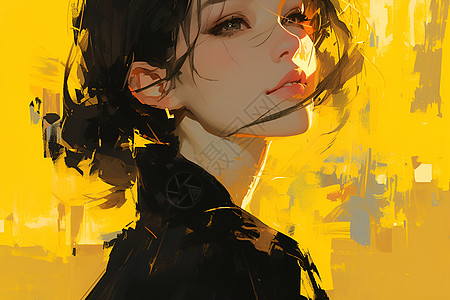 色彩少女插画图片