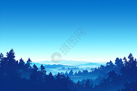 蓝天下的山林图片