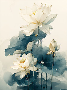 盛开的白色莲花背景图片