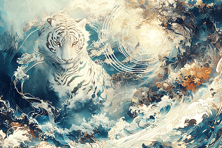 梦幻森林中的白虎图片