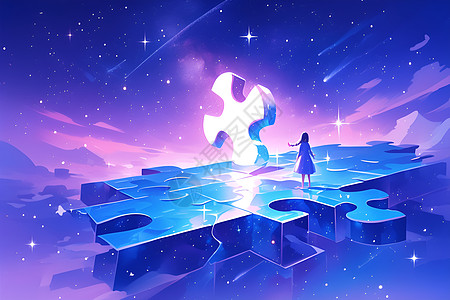 星空下的谜题少女图片