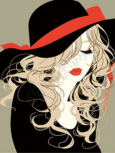 红帽子美女图片