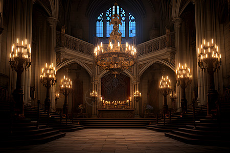 大教堂中心的吊灯图片