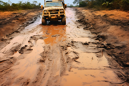 泥泞道路上的卡车图片