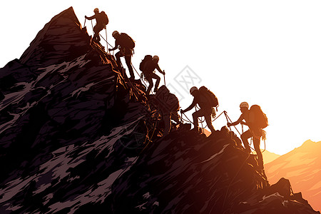 攀登者们在攀登高峰图片
