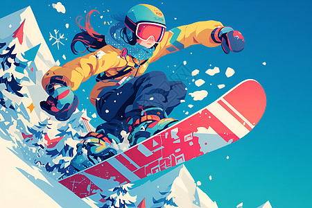 滑雪者在空中飞跃图片