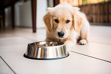 吃饭的金毛犬图片