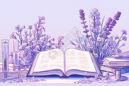 桌上的书香和植物背景图片