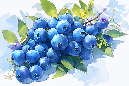 简约蓝莓插图图片