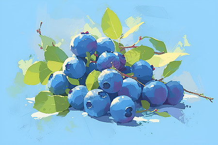 手绘蓝莓插图图片