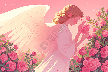 玫瑰园的天使少女图片