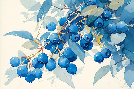 蓝莓精致画作图片