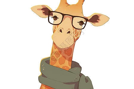 长颈鹿戴眼镜和围巾图片