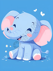 可爱的蓝色大象图标图片