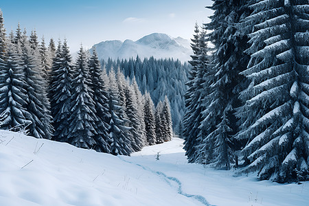 冬日山林雪景图片