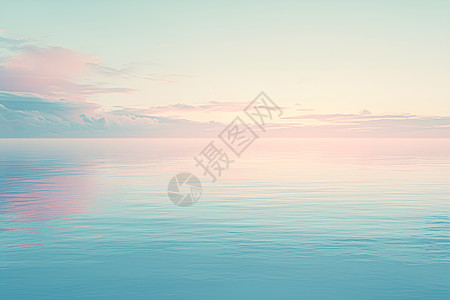 夕阳柔光映照的大海图片