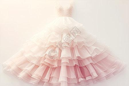 粉白色雪纱礼裙图片