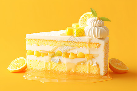 芒果奶油蛋糕插画图片