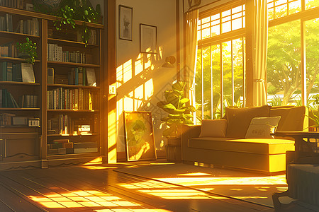 阳光洒进温馨的房间图片