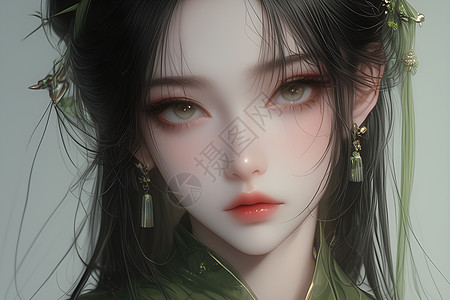 华服少女插画图片