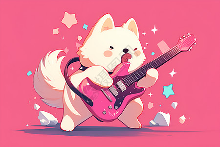 表演吉他的狗狗图片