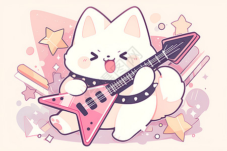 可爱卡通小狗弹奏吉他图片