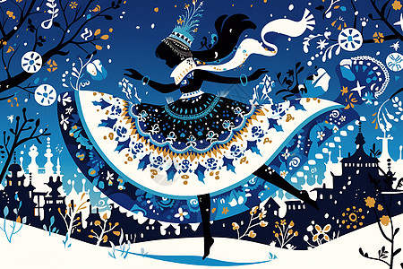 雪中舞蹈的女子图片