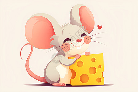 爱心奶酪的可爱老鼠图片