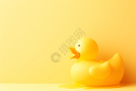 鸭仔在黄色背景中图片