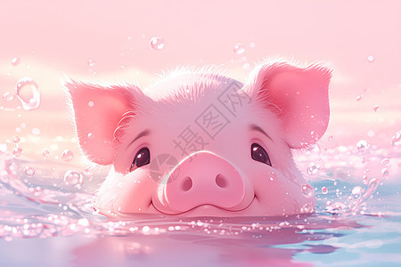小猪在水中嬉戏图片