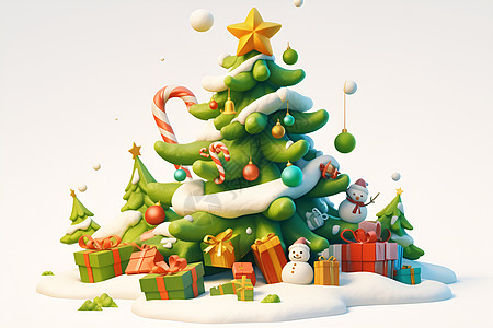 卡通的圣诞树和礼物图片