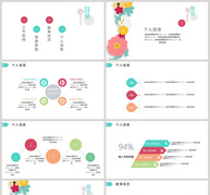 清新文艺植物花卉扁平化个人简历ppt模板ppt文档