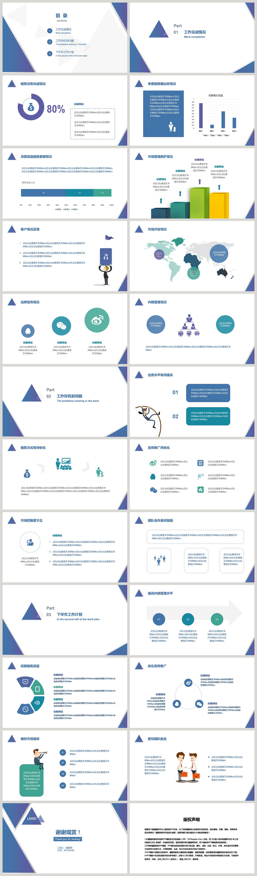 蓝色简约工作汇报PPT模板图片-正版模板下载400097887-摄图网