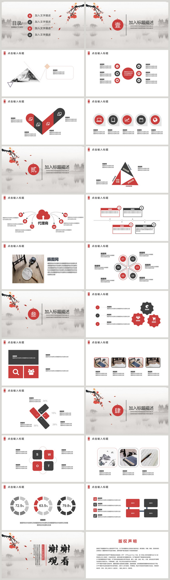 中国风述职报告PPT模板